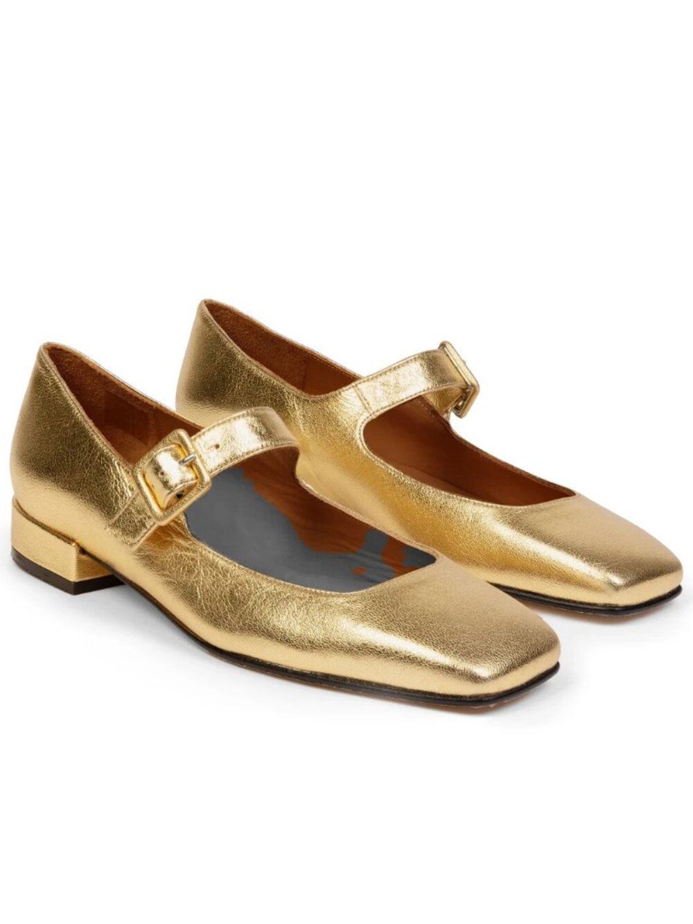 $400 Penelope Chilvers Mary Jane Pump GOLD LEATHER COMFORT 38 (DD1)